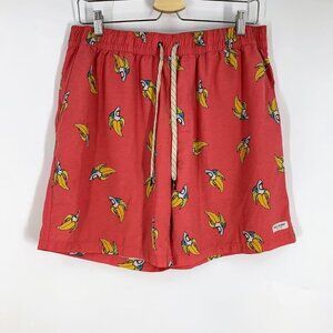 Public Access Men's Shark Banana Drawstring Elastic‎ Waist Swim Trunks Size L